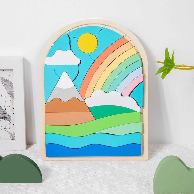 Wooden Cartoon 3D Animal Puzzle