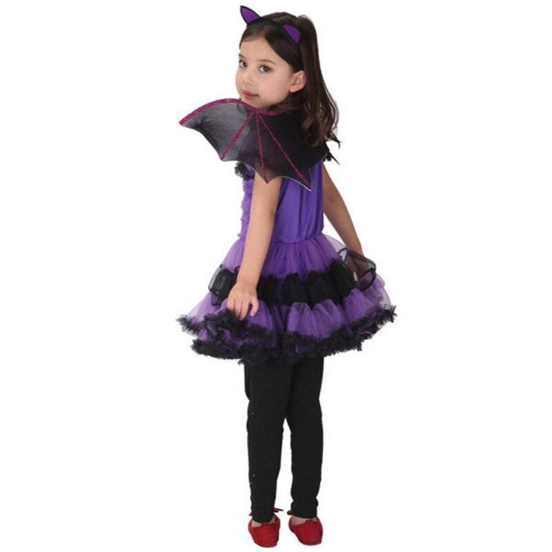 Girl Halloween Costume – Dress + Hair Hoop + Bat Wings