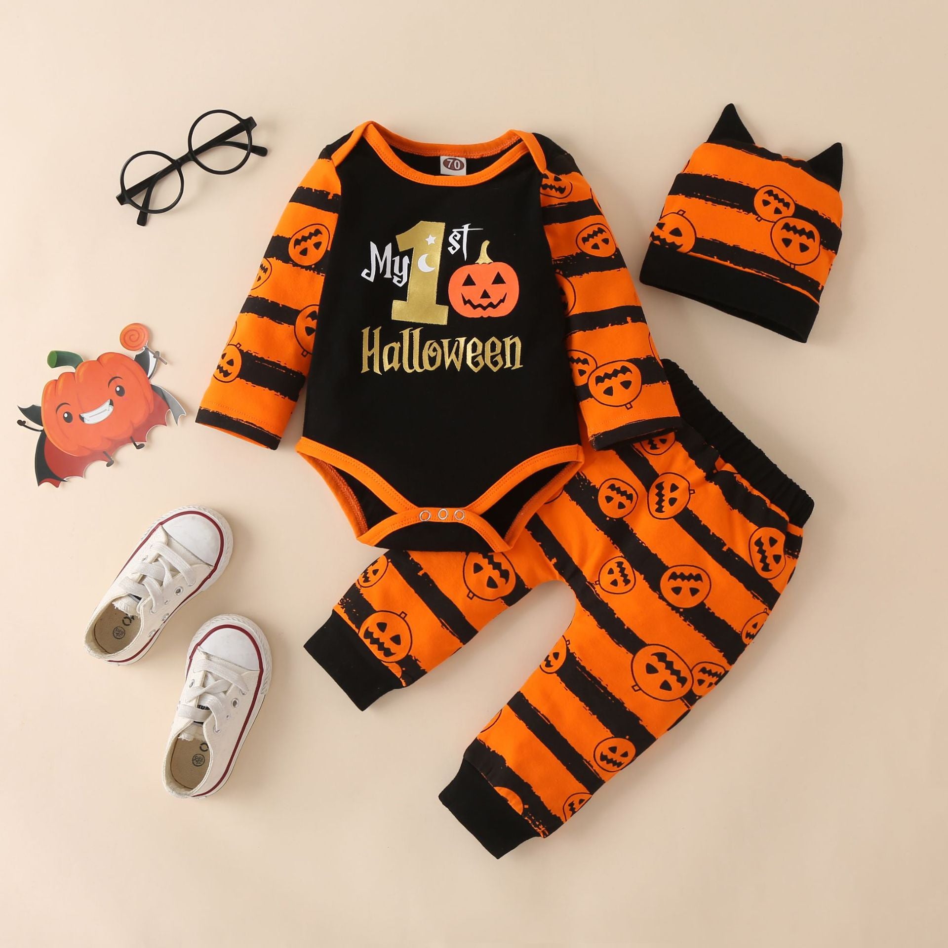 Halloween Baby Romper Three-Piece Set