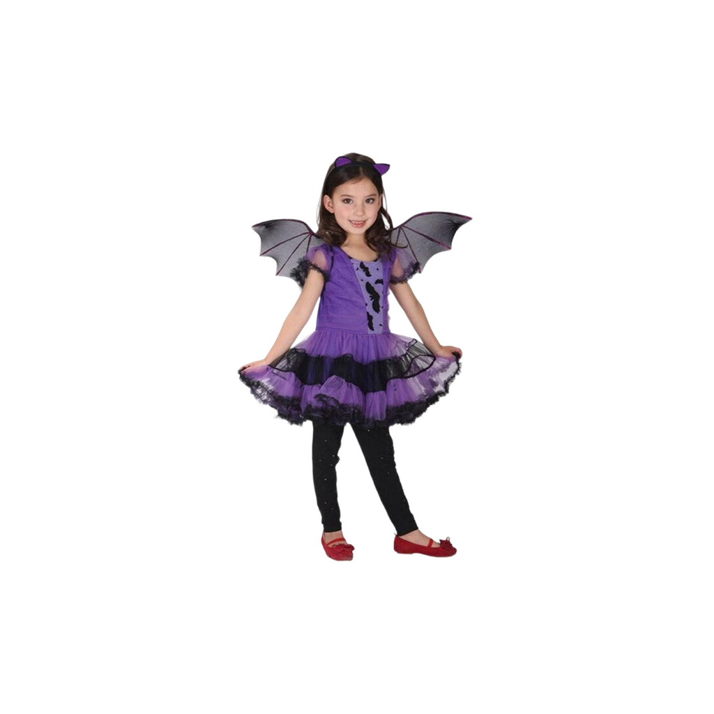 Girl Halloween Costume – Dress + Hair Hoop + Bat Wings